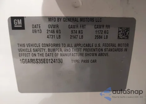 2014 Cadillac Cts Luxury z USA, uszkodzony, nr VIN 1G6AR5S35E0124130